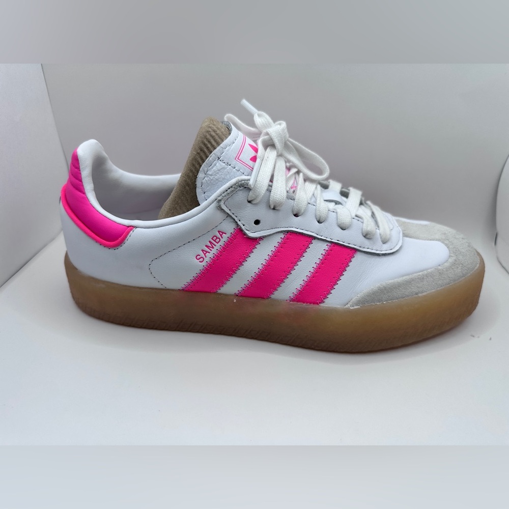 Adidas  Samba Womens Sneakers White Hot Pink Gum Sole - Picture 6 of 16